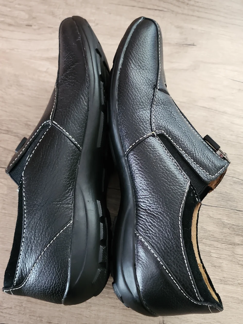 Naturalizer Black Leather Zip Comfort Loafers Flats 7.5M NWOT